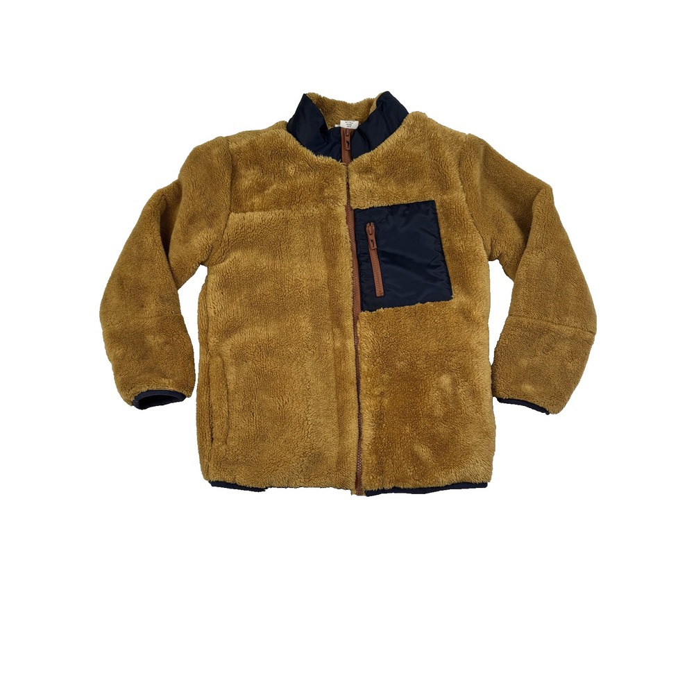 Tommy Bahama Jacket Boys Medium 7 8 Brown Sherpa Fleece Faux Fur Full Zip Pocket